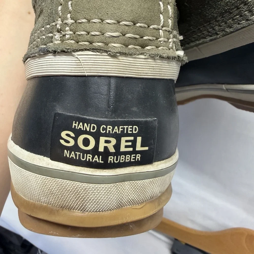 Sorel Waterproof Winter Boots Womens 7 Olive Leather Faux Fur‎ Tall Snow Boots